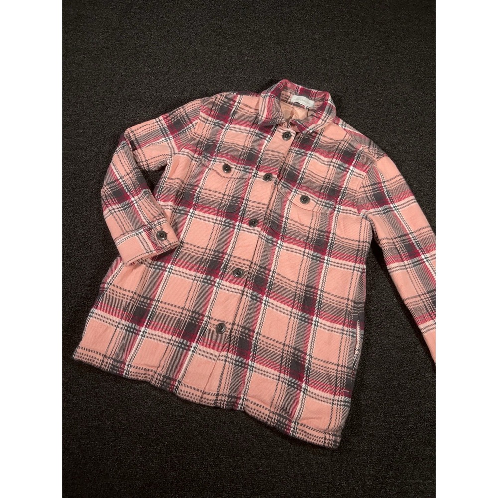 Outerknown Blanket Shirt Womens Small Organic Cotton Flannel Pink Plaid Heavy
